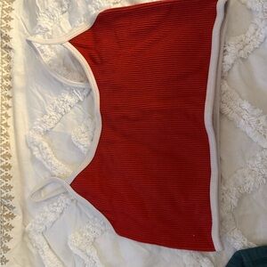 red and white ribbed tanktop